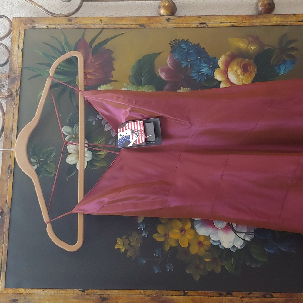 Vtg USA Nicole Miller Iridescent Burgundy Silp Dress w/ Diagonal Panel Design
